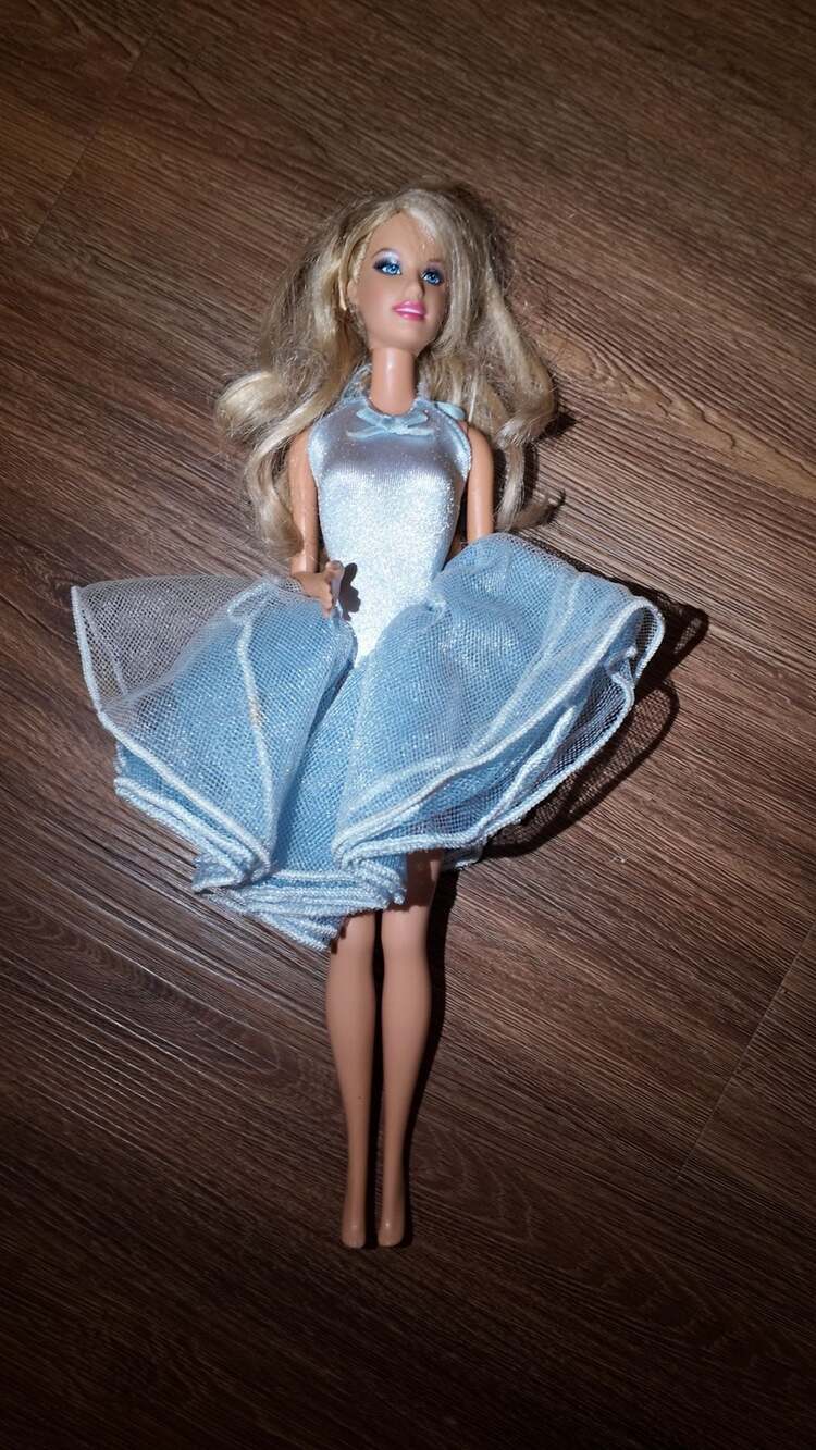 Barbie Style Blonde Fashion Doll in Sparkling Blue Ballerina Gown – 11.5" Used
